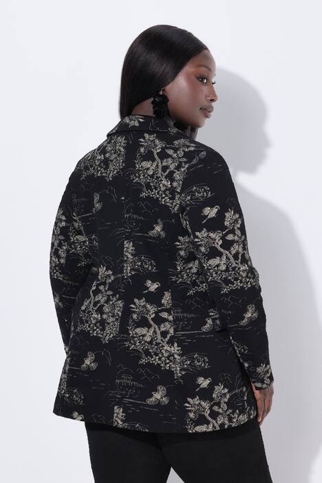 Jacquard-blazer, reverskrage, langermet, stretchfôr