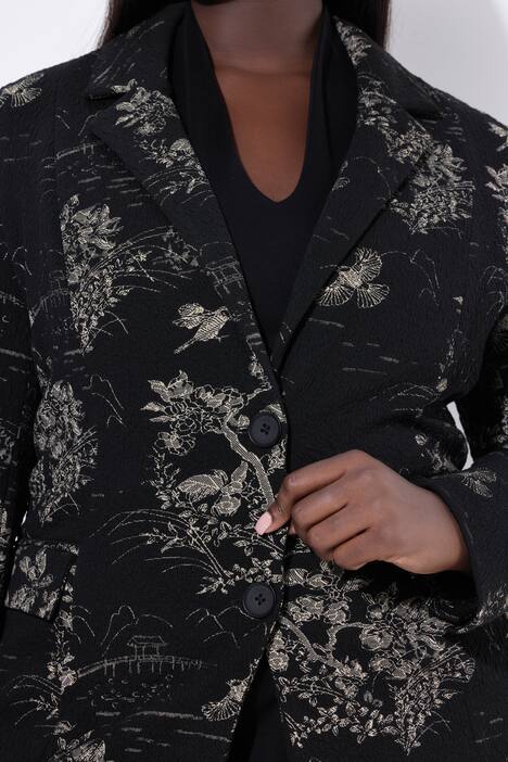 Jacquard-blazer, reverskrage, langermet, stretchfôr