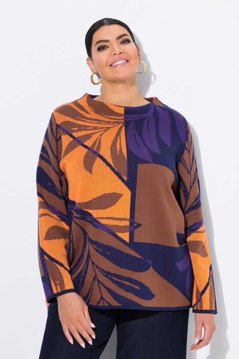 Pullover, Colorblocking, Oversized, Stehkragen, Langarm