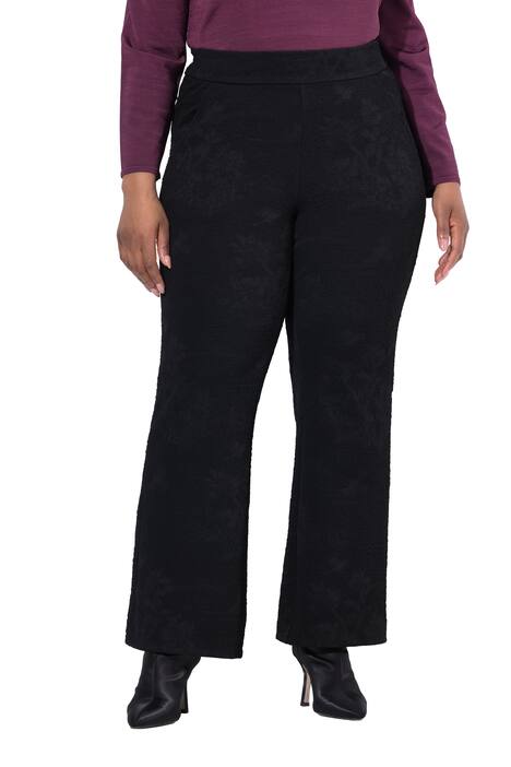 Žakárové žerzejové kalhoty, Bootcut, komfortní pas