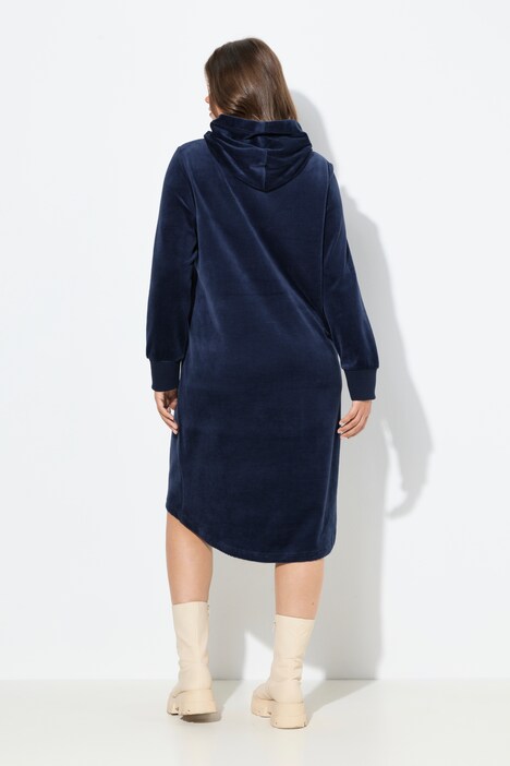 Robe à capuche et manches longues, aspect velours côtelé raffiné