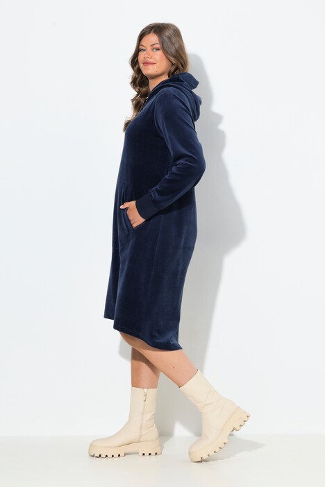 Robe à capuche et manches longues, aspect velours côtelé raffiné