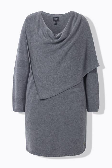 Strickkleid, Schal, V-Ausschnitt, Langarm