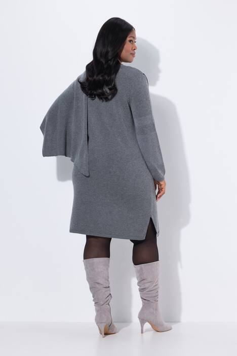Strickkleid, Schal, V-Ausschnitt, Langarm