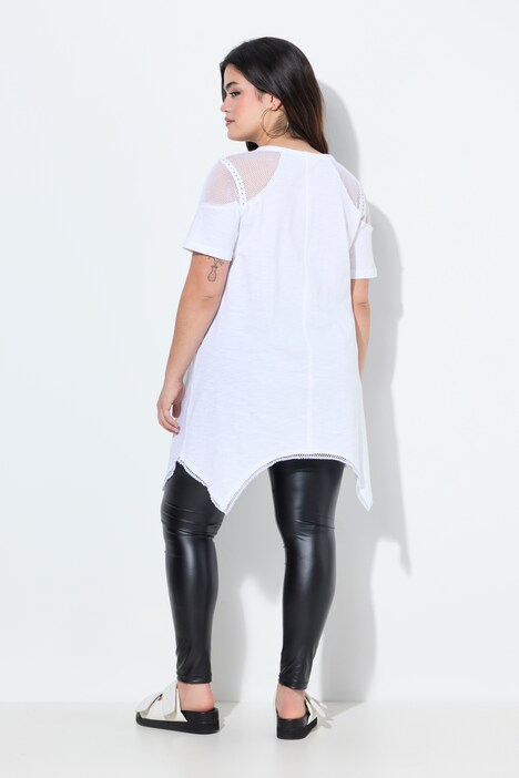 T-shirt, A-lijn, siernaad, schouder met netstof