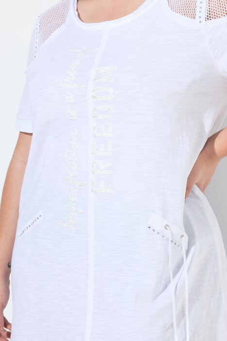 T-shirt, A-lijn, siernaad, schouder met netstof