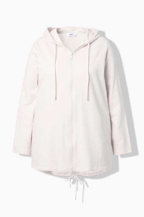 Veste en molleton à capuche, imprimé grandes ailes métalliques dans le dos, coupe évasée