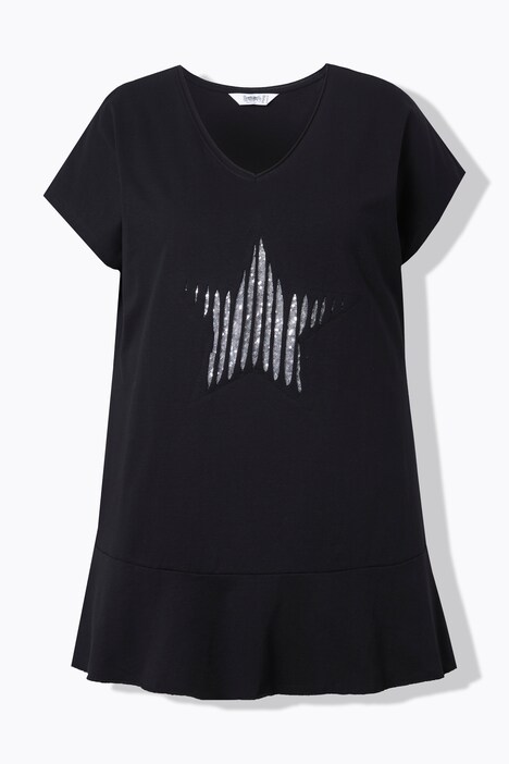 T-shirt oversize, volant et étoile pailletée