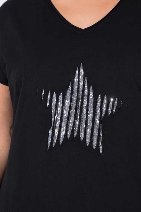 T-shirt oversize, volant et étoile pailletée