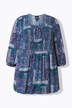 Gesmokte blouse, patchlook, A-lijn, ronde hals, 3/4-mouwen