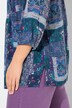 Gesmokte blouse, patchlook, A-lijn, ronde hals, 3/4-mouwen