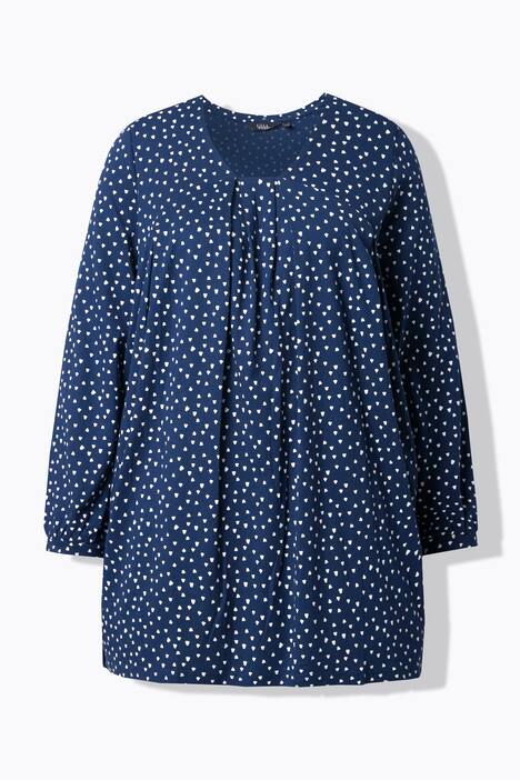 Blouse avec plis fantaisie, encolure carré et manches longues, coupe évasée