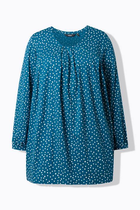 Blouse avec plis fantaisie, encolure carré et manches longues, coupe évasée