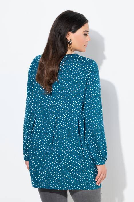 Blouse avec plis fantaisie, encolure carré et manches longues, coupe évasée