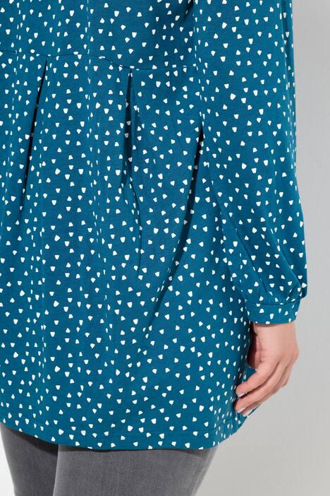 Blouse avec plis fantaisie, encolure carré et manches longues, coupe évasée