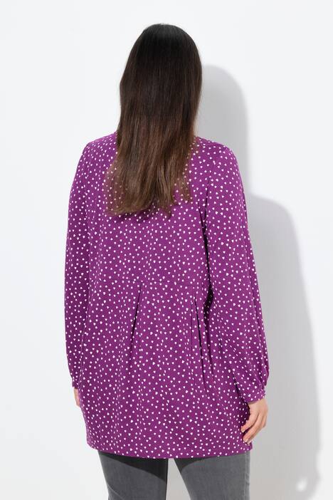Blouse avec plis fantaisie, encolure carré et manches longues, coupe évasée