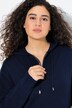 Gebreide hoodie, rits, capuchon, lange mouwen, langer achterpand