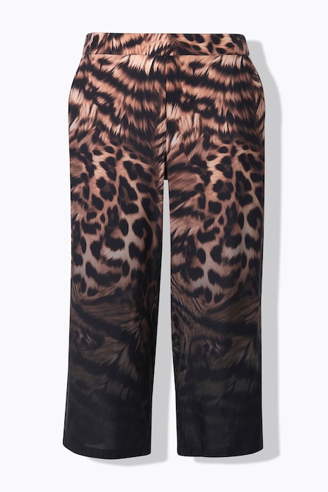 Jupe-culotte à jambes larges et droites, motif léopard en patchwork