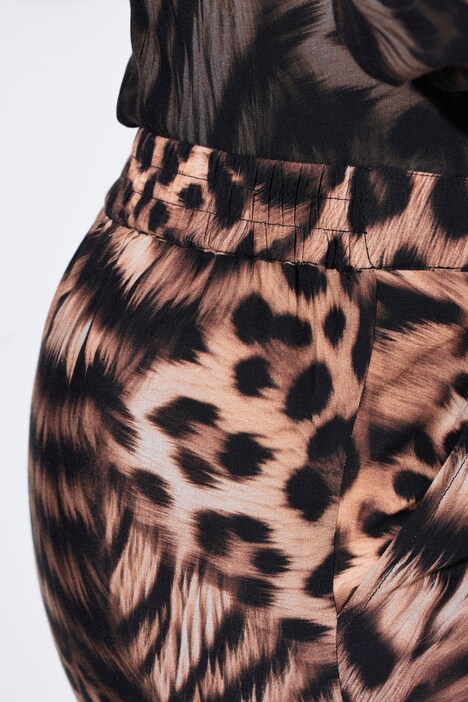 Jupe-culotte à jambes larges et droites, motif léopard en patchwork