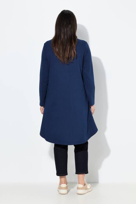 Longsweater, volant, opstaande kraag, lange mouwen, zakken