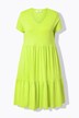 Jersey jurk, V-hals, volants