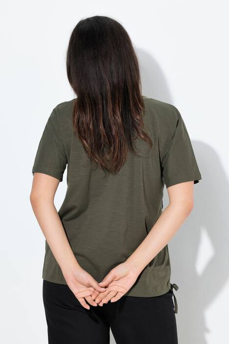 T-skjorte, blomster, oversized, rund hals, langermet, kantbånd
