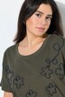 T-shirt, bloemen, oversized, ronde hals, lange mouwen, zoomband
