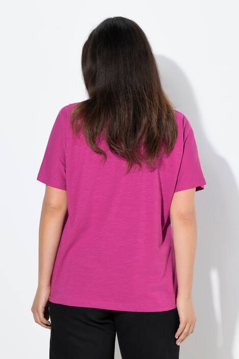 T-skjorte, blomster, oversized, rund hals, langermet, kantbånd
