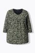 Shirt, bloemen, sierplooien, A-lijn, V-hals, 3/4-mouwen