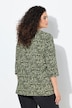 Shirt, bloemen, sierplooien, A-lijn, V-hals, 3/4-mouwen