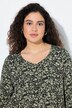 Shirt, bloemen, sierplooien, A-lijn, V-hals, 3/4-mouwen