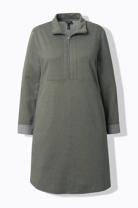Sweatjurk, troyerkraag, A-lijn, lange mouwen, zakken
