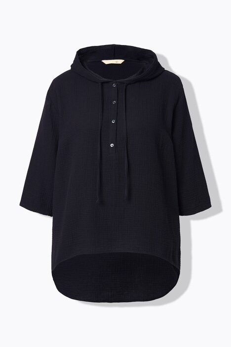 Blouse, A-lijn, mousseline, capuchon