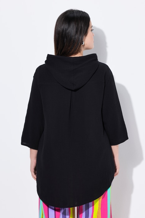 Blouse, A-lijn, mousseline, capuchon