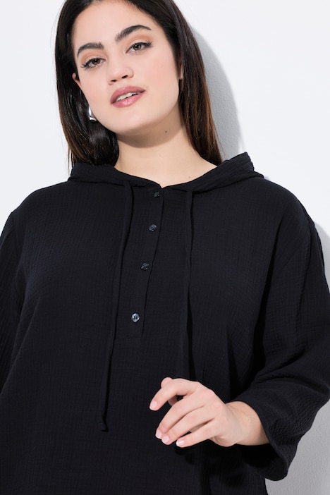 Blouse, A-lijn, mousseline, capuchon