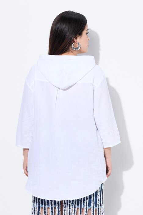 Blouse, A-lijn, mousseline, capuchon