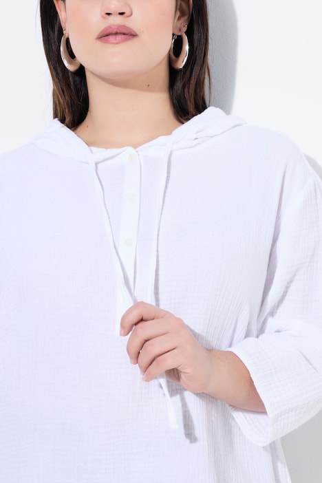 Blouse, A-lijn, mousseline, capuchon