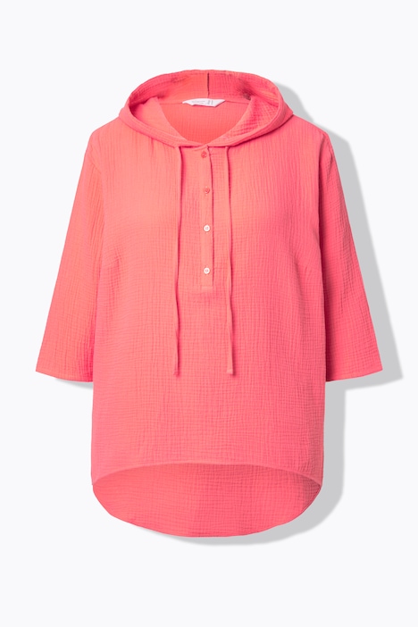 Blouse en mousseline, capuche et coupe évasée