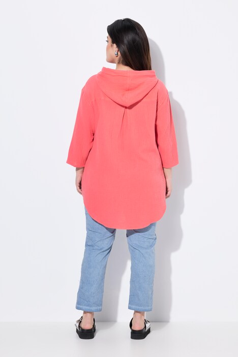 Blouse en mousseline, capuche et coupe évasée