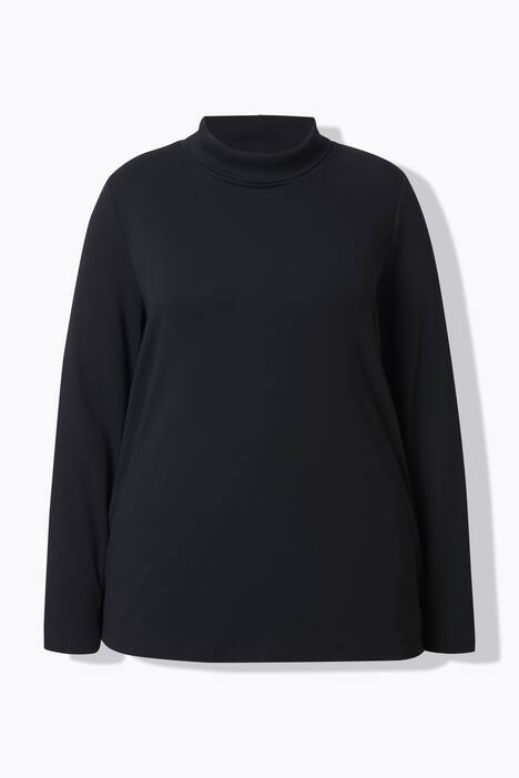 Skjorte, ribbestrikket jersey, rullekrage, langermet