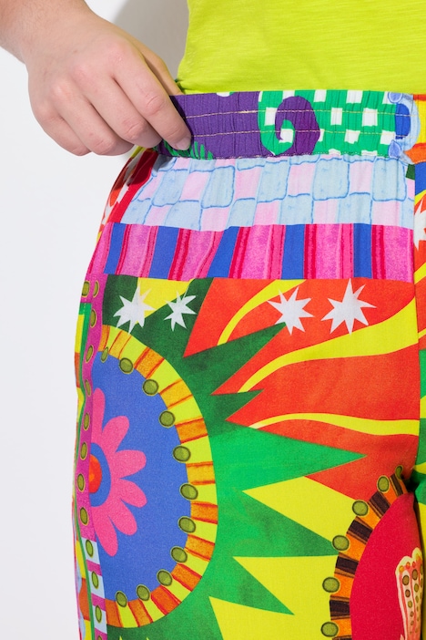 Broek, wijd en recht, motiefmix print