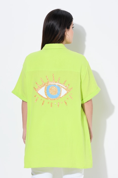 Chemisier oversize en mousseline, grand œil dans le dos