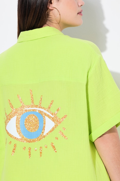 Chemisier oversize en mousseline, grand œil dans le dos