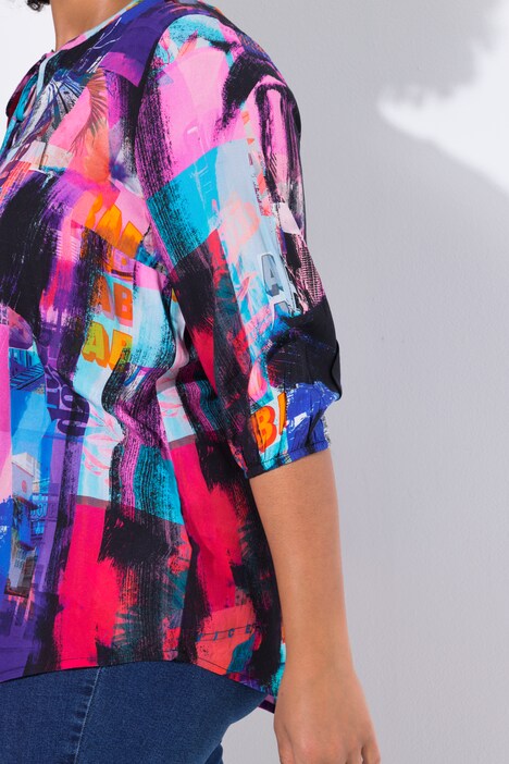 Blouse, A-line, allover print