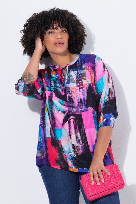 Blouse, A-line, allover print