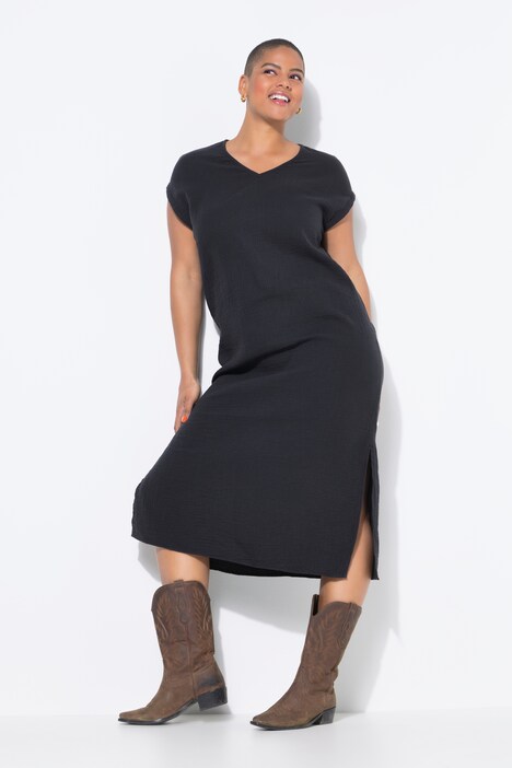 Robe midi en mousseline, coupe oversize