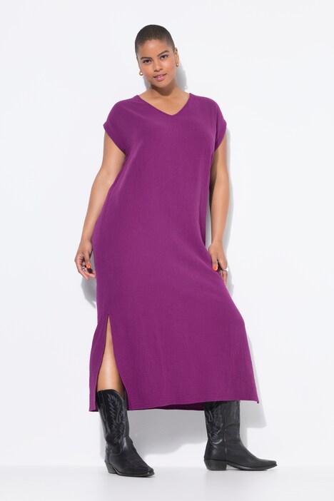 Robe midi en mousseline, coupe oversize