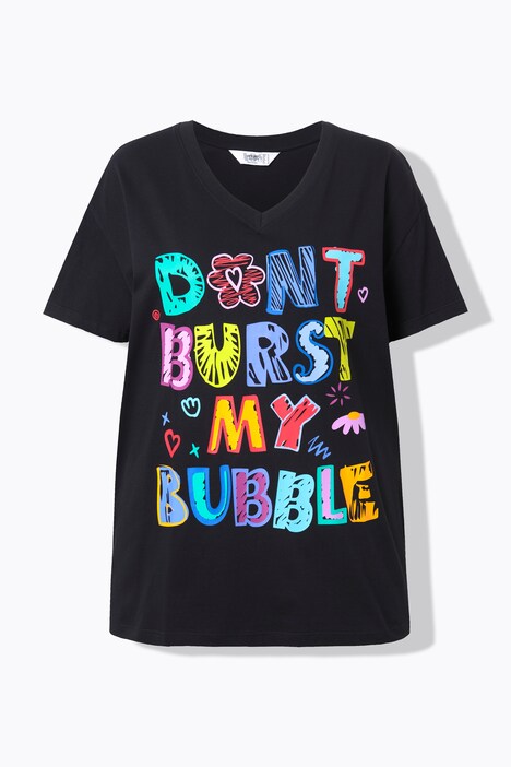 T-shirt coupe Boxy Fit, message en lettres colorées