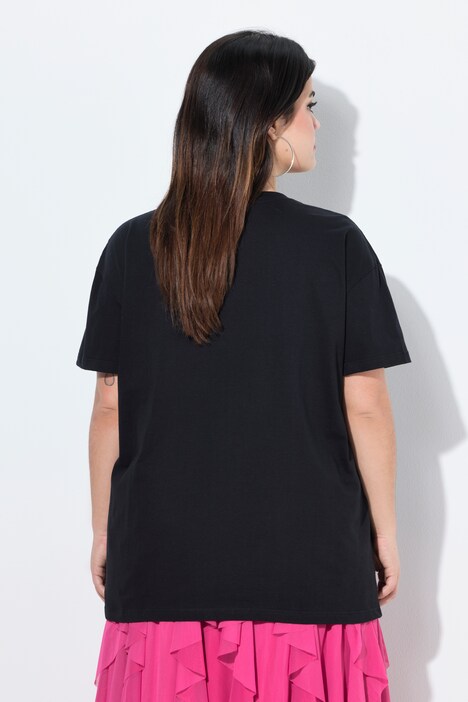 T-shirt coupe Boxy Fit, message en lettres colorées