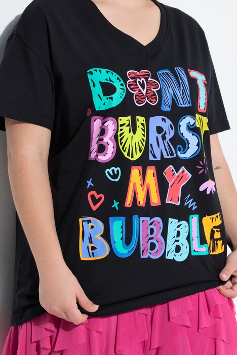 T-shirt coupe Boxy Fit, message en lettres colorées